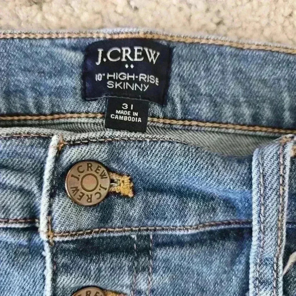 J. Crew Factory Womens Med Wash 10" High-rise Skinny Distressed Jean 31 - Picture 9 of 15